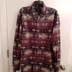 AMerican Eagle Aztec Tribal print button up long sleeve collared shirt X…
